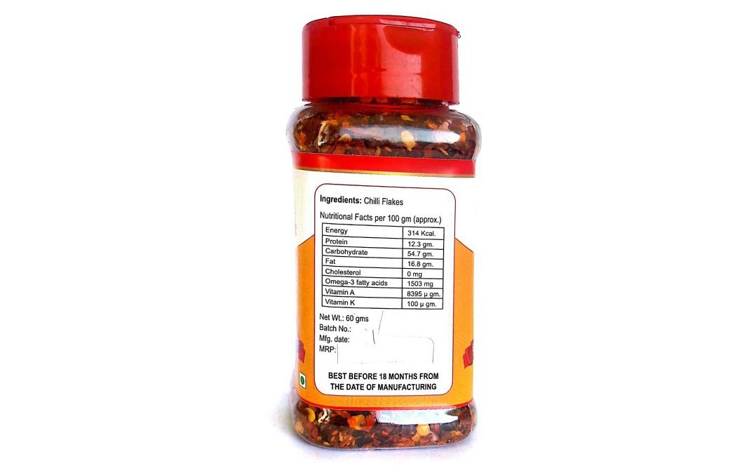 Foodfrillz Chilli Flakes    Plastic Jar  60 grams